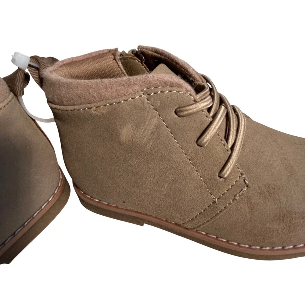 Nordstrom Kids Tan‎ Suede Lace Up Zipper Ankle Boots Chukka Style Size 11M